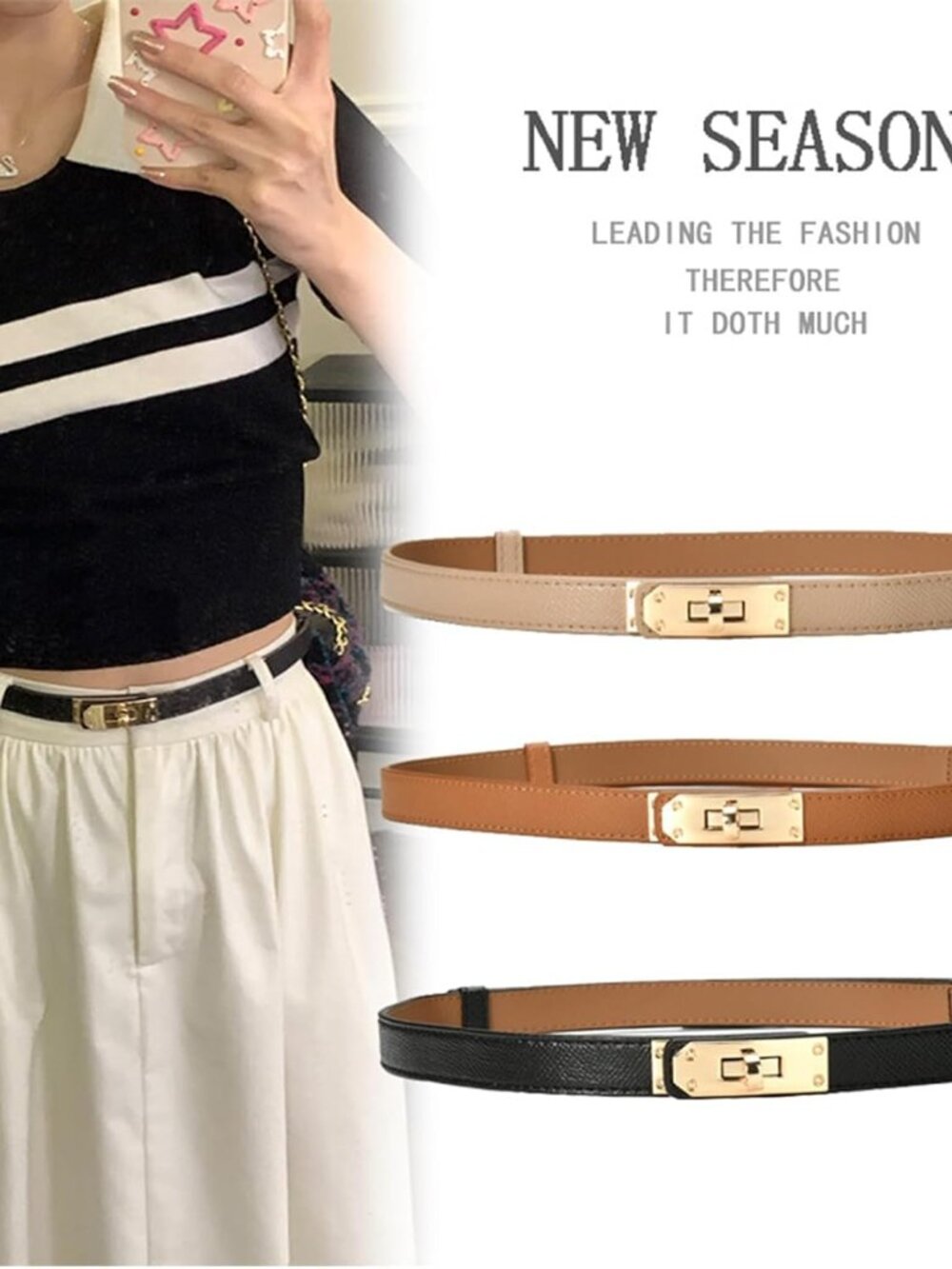 Adjustable Thin Belts For Womens Skinny Belts For Dresses Womens Solid Color All - Picture 7 of 7